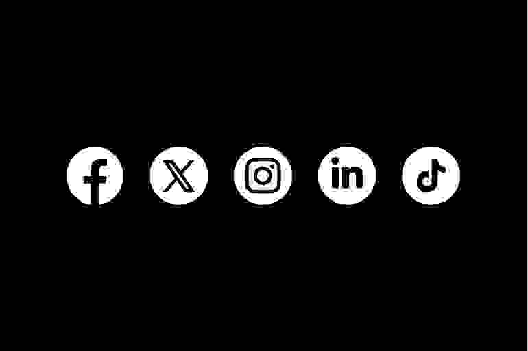 logos from facebook, x, instagram, linkedin, tiktok